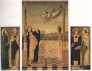 Carlo di Braccesco The Annunciation with Saints A triptych (mk05) oil on canvas